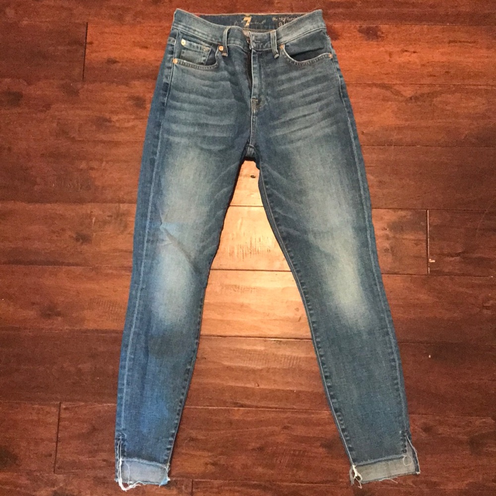 7 for all man kind - high waste ankle skinny jeans